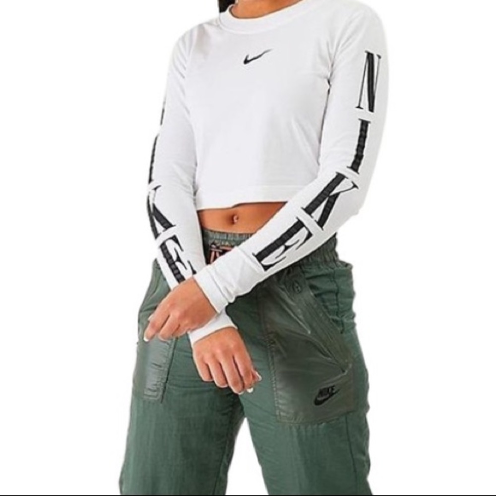 White Nike long sleeve crop top